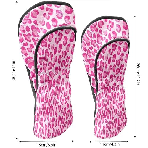 Golf Club Covers Pink Checkered Driver Headcover, Leather Golf Club Head Covers for Driver Fairway Woods Waterproof Golf Headcovers with Anti-Scratch Lining for Men Women thumbnail 2