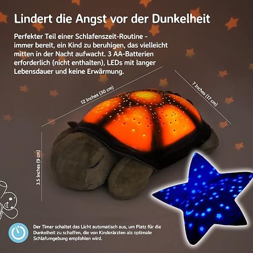 Cloud B Beruhigendes Nachtlicht Sternenprojektor | Sanfte Helligkeit | 3 Farben | 8 Sternbilder | Abschaltautomatik | Dämmerung Schildkröte Grün thumbnail 3