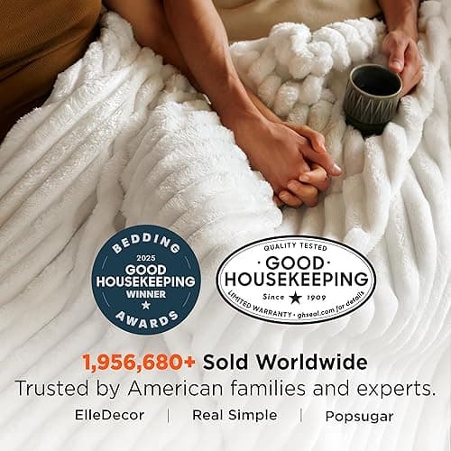 Bedsure GentleSoft White Throw Blanket for Couch - Cozy Fleece Throw Blanket for Women Girls, Cute Birthday Gifts for Women Men Teen, Room Home Boho Spring Valentines Decor, Off White, 50x60 Inches thumbnail 4