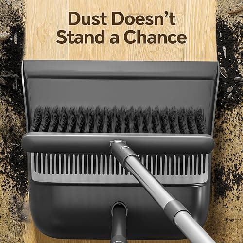 POPMOP Broom and Dustpan Set, 52" Long Handle Standing Broom with Dustpan Combo Set with Dust Pan Teeth to Clean Pet Hair, Easy Sweeping Suitable for Home Kitchen Office Lobby thumbnail 7