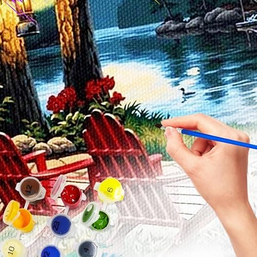 6 Pack Paint by Number for Adult Kits, JATOK 6 Sets Independent of Pigments DIY Landscape Oil Painting by Number Kits on Canvas for Adults Beginners for Home Wall Decoration 12 x 16in/30x40cm,Independent packaging Without Frames thumbnail 3
