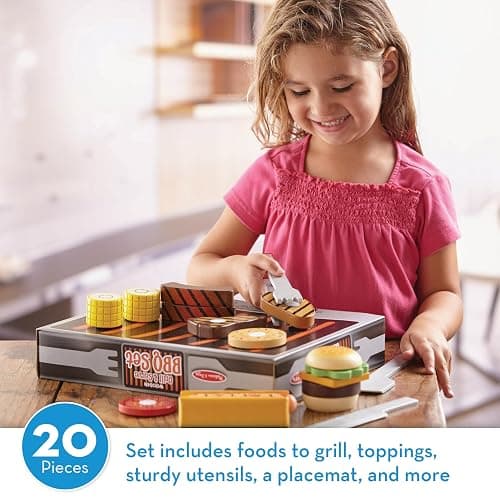 Melissa & Doug Grill and Serve BBQ Set with Pretend Play Toy Food & Kids Play Kitchen Accessories, Preschool Learning Toys for Girls & Boys 3+ thumbnail 3