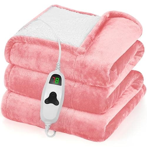 greenoak Heated Blanket Electric Throw 50"X60", Heating Blanket with 10 Heat Levels 8 Hours Auto-Off,Fleece Soft Blanket,Christmas Birthday Gifts for Women Mom, Baby Pink - Image 1