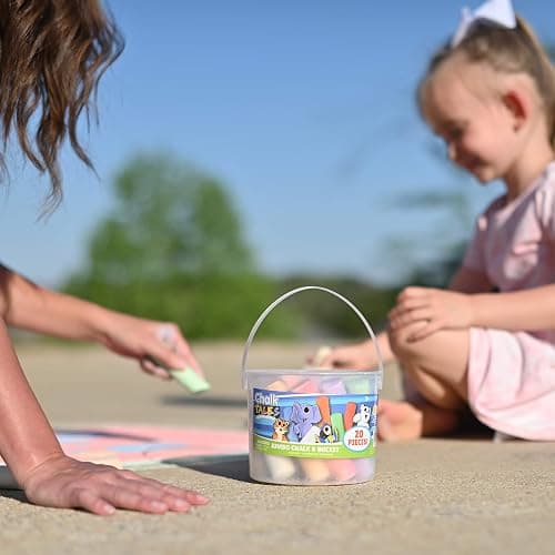 Sunny Days Entertainment Sidewalk Chalk Set for Kids with Storage, Washable, Jumbo Colored Chalk for Outdoor Play and Chalkboard Art - Ages 3+ (20 Pieces, Multicolor) thumbnail 2