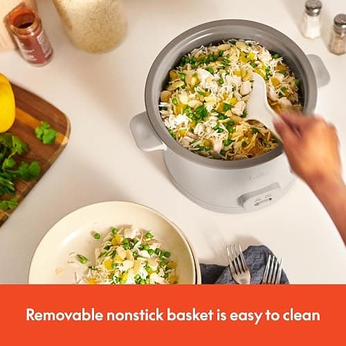 bella 16 Cup Rice Cooker with Steamer, Dishwasher Safe Steaming Basket, Rice Paddle and Measuring Cup, Removable Nonstick Cooking Bowl, Automatic Keep Warm Function​, 400 Watt, Oatmilk thumbnail 5