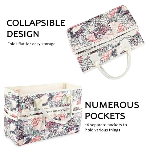 qianshan Craft Organizer Tote Bag with Multiple Pockets, Large Art Storage Caddy with Handles for Art, Craft, Sewing, Make-up，Scrapbooking, Medical, and Office Supplies Storage.Desert thumbnail 4