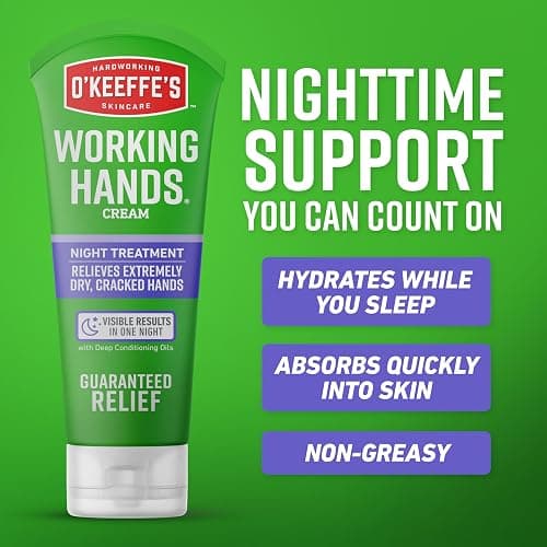 O'Keeffe's Working Hands Hand Cream Plus Night Treatment Cream Bundle - 7 oz Tubes (2 Total) - Repairing Skincare for Cracked, Dry Hands thumbnail 7