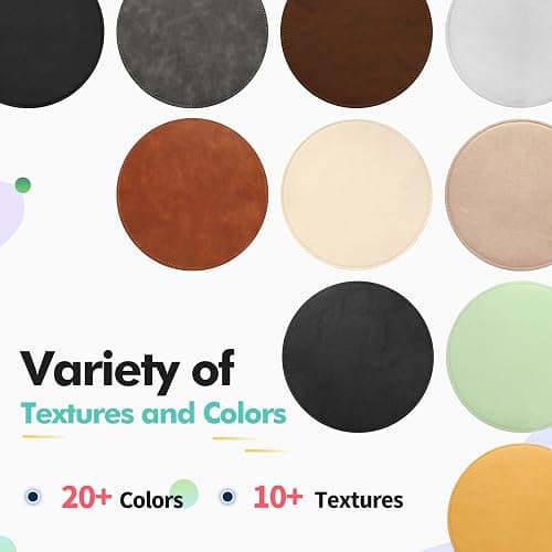Mouse Pad，Round Mouse Pad，PU Mouse Pad，Leather Mouse Pad with Stitched Edge Micro-Fiber Base with Non-Slip Waterproof，Mouse Pad for Computers，Laptop，9 x 9 Inch (Lily White) thumbnail 6