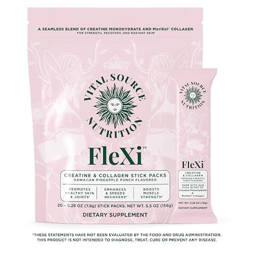Vital Source Nutrition - Flexi - Creatine & Collagen Stick Packs - 5g Creatine Monohydrate + 1g MoriKol Collagen -Supports Strength, Recovery & Skin Health -20 Servings thumbnail 5