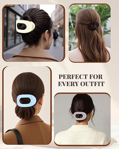 Secroma 6 PCS Flat Hair Clips for Women, French Medium Non Slip Claw Clips | Minimalist Matte Design with Strong Grip for Thick Thin Hair, Keeps Hair Secure for Low Buns, Updos and Everyday Styling thumbnail 6