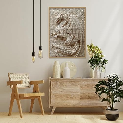 Larkipuzz 3 D Dragon Quilt Animal Puzzles for Adults 1000 Pieces | Beautiful Difficult Art Challenging Embroidery White Jigsaw Puzzle thumbnail 6