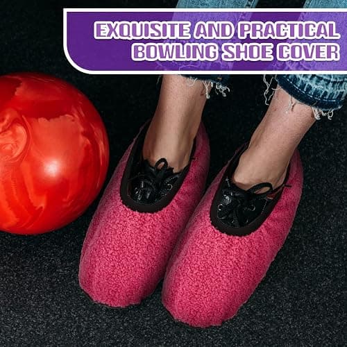 Zhanmai 2 Pairs Women Bowling Shoe Cover Fuzzy Non Slip Shoes Protector | Purple and Rose Red, Reusable Shoes Covers, Soft Protector for Sport Floor Protection Bowling Alley, Women Adults thumbnail 7