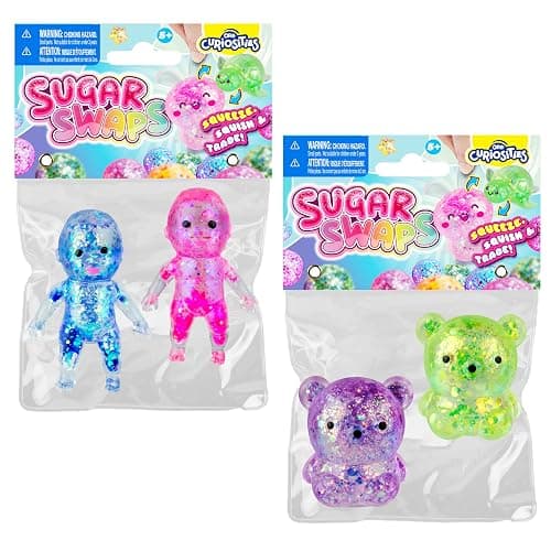ORB Curiosities Bear and Babies Sugar Swaps 2 Pack - 4 Sparkly Sugar Bear and Baby Squishy Toys to Stretch, Squeeze, Collect, and Trade - Fun Stress Relief, Sensory and Fidget Toys for Kids and Adults thumbnail 5