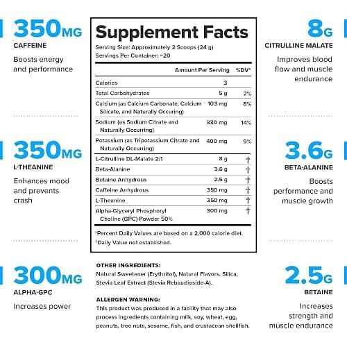 LEGION- All Natural Nitric Oxide Preworkout Drink to Boost Energy, Creatine Free, Naturally Sweetened, Beta Alanine, Citrulline, Alpha GPC (Arctic Blast) thumbnail 2