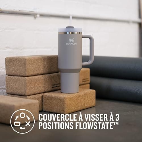 STANLEY 1913 Quencher H2.0 FlowState Mug Isotherme avec Paille 1.2L - Froid Pendant 11 Heures - Glacé Pendant 48 Heures - Thermos Lavable au Lave-Vaisselle - Gourde Inox Sans BPA - Ash thumbnail 5