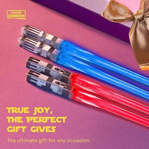 Lightsaber Chopsticks Star War Chopstick Light Up Lightsaber Chopsticks for Adults Saber Sticks Cool Chopstick Light Up Chop Sticks Light Saber Reusable Lightup Sabers Star War Gifts 2 Pairs Blue/Red thumbnail 7