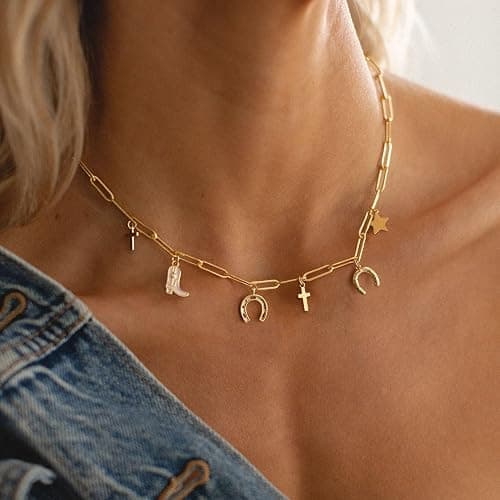 SELSHE Charm Necklace for Women,Dainty 14K Gold Plated Starfish Seashell Necklace Simple Gold Beach Necklaces for Women Trendy Beach Jewelry thumbnail 2