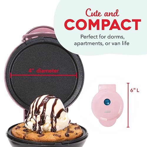 DASH Mini Maker Electric Round Griddle for Individual Pancakes, Cookies, Eggs & other on the go Breakfast, Lunch & Snacks with Indicator Light + Included Recipe Book - Pink thumbnail 2