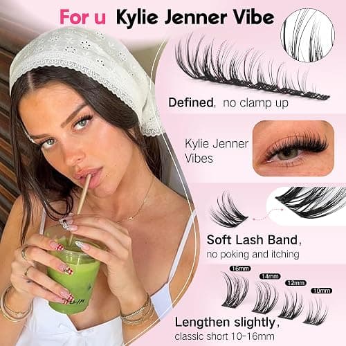 Goddvenus Plush Lash Clusters Kit, Natural Wispy Cluster Eyelash Extensions, Fluffy DIY Lash Extension at Home for Natural Look, D Curl Individual Lashes Kit with Waterproof Bond and Seal thumbnail 4