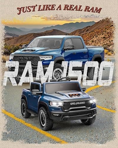 First Ride On 24V Ride On Toys for Big Kids, RAM 1500 RHO 2 Seater Ride on Car w/Remote, Battery Powered Truck w/ 4 Wheels Suspension, Toddler Car w/Bluetooth, LED Lights, Trunk & High Doors thumbnail 2