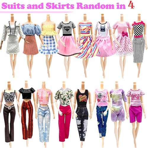 Dolls Clothes and Accessories, Bunk Bed Playset, 2 Pajamas, 2 Fashion Dresses, 2 Clothing Outfits, Bedroome Set for 11.5 inch Dolls, with 2 Blankets thumbnail 4