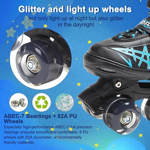 SHDSL Girls Roller Skates for Kids Beginners 4 Size Adjustable Roller Skates, Light UP 8 Wheels for Girls Roller Skate Fun Illuminating Roller Skate for Kids Boys patines para niñas thumbnail 6