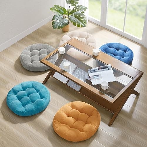 Degrees of Comfort Meditation Floor Pillow, Round Large Pillows Seating for Adults, Tufted Corduroy Cushion for Living Room Tatami, Beige 22 Inch thumbnail 7