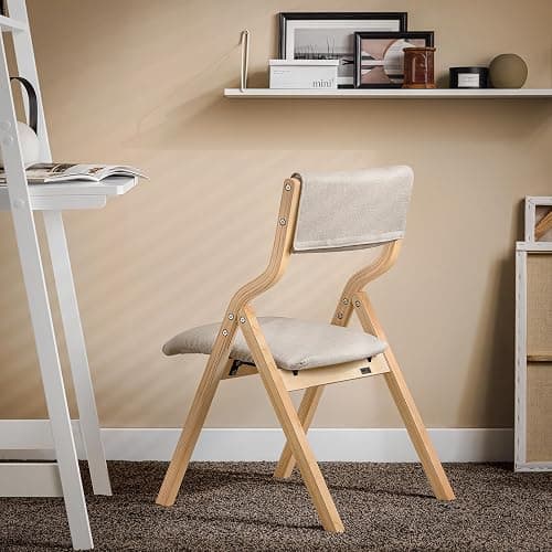 SoBuy Folding Chair Wooden Padded Folding Kitchen Dining Chairs with Backrest & Seat, Compact & Versatile Seating for Office, Dining Room, and Small Spaces Grey FST40-HG thumbnail 4