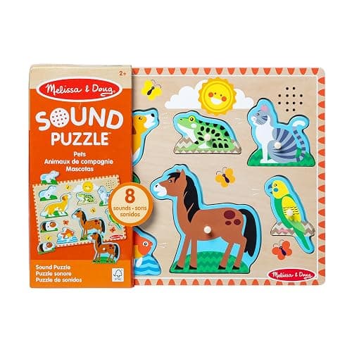 Melissa & Doug Zoo Pet Animals Sound Puzzle – 8-Piece Wooden Peg Puzzle with Light-Activated Sounds, Music Learning Toy for Toddlers and Preschoolers Ages 2+ thumbnail 3