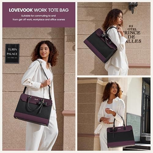 LOVEVOOK Laptop Tote Bag for Women,Leather Work Bag, Waterproof Business Teacher Bag,Large Computer Handbag Purse Briefcase,Office Gifts for Women thumbnail 2