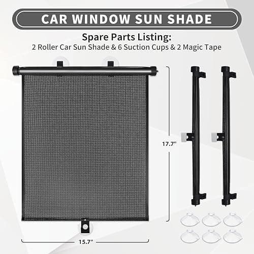 Sfee Car Window Shade for Side Windows, 2 Pack Sun Shade Retractable for Car Blocks Heat and UV Rays Glare Protection Roller Sunshade Visor for Baby, Kids, Pets, Passengers thumbnail 3