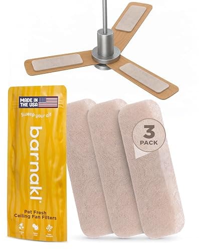 Barnakl Pet Fresh Ceiling Fan Filters for Blades, Pet Odor & Dander, 3 Pack | Zeolite Air Purifier Pads, Pet Odor Eliminator, Traps Pet Hair, Dust & Dander, Odorless, Easy-Stick Universal Fit - Image 1