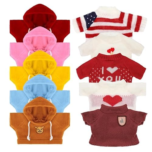 Fuyamp 10 Pcs Bear Clothes Tee Doll Clothes Bear Hoodie Sweater Fit 14-18 Inches Bears Include Cute Clothes Glasses Hat Kawaii Plush Doll Clothes DIY Bear Toy thumbnail 7