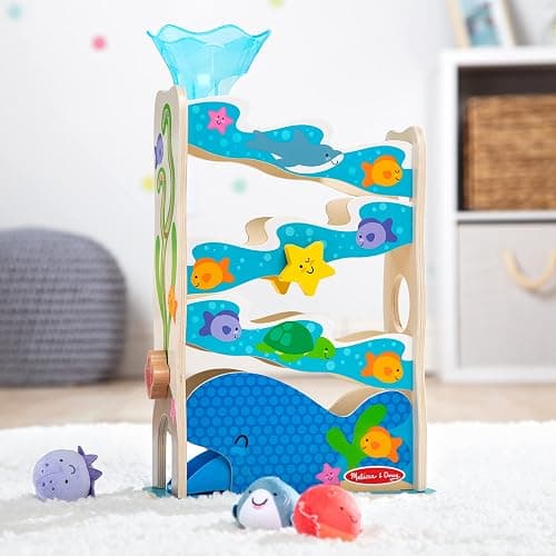 Melissa & Doug Rollables Ocean Slide Wooden Baby Ball Drop Toy, 5-Piece Ocean-Themed Infant Toys, Early Learning Activity for Fine Motor Skills & Sensory Play, Toddler Toys for Kids Ages 12m+ thumbnail 9