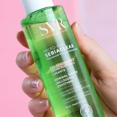 SVR - Sebiaclear Micro-Peel - Gamme Sebiaclear – Eau rénovatrice exfoliante et anti-imperfections – Pour peaux sensibles à tendance acnéique – Niacinamide 4%, PHA, Zinc – 150 ml thumbnail 2