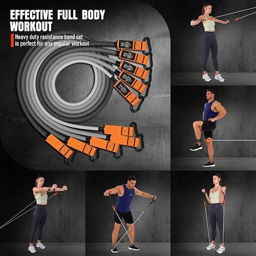 Resistance Bands with Handles, 175lb Exercise Bands for Working Out, Fitness Bands, Workout Bands with Door Anchor and Ankle Straps, Physical Therapy, Yoga, Strength Training Home Gym Equipment thumbnail 4