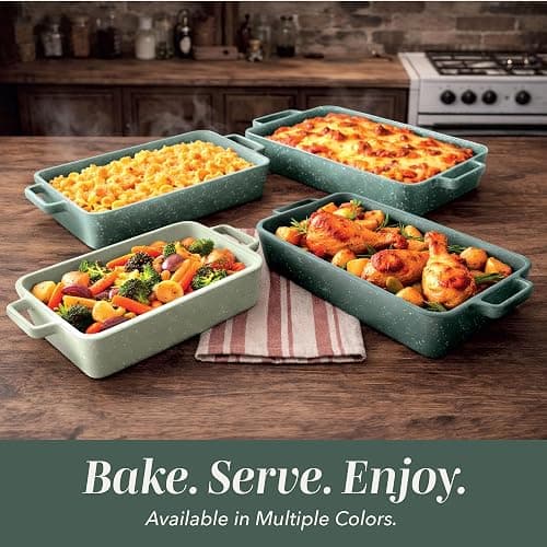 COOK WITH COLOR Ceramic Bakeware Set of 4, Porcelain Casserole Dishes for Oven, Rectangular Baking Dish Set with Handles, Oven Safe for Lasagna, Baking, Roasting & Serving thumbnail 6