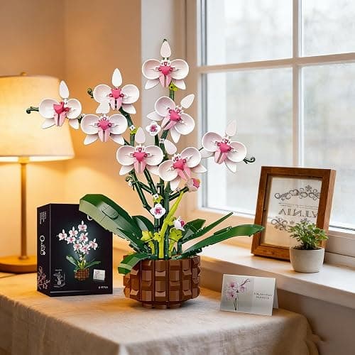 Orchid Building Set, Compatible with Lego Flowers for Adults,Botanicals Orchid Building Blocks Sets with Fairy Lights, Artificial Plant Home Decor, Gifts for Birthday, Valentine's Day, Mother's Days thumbnail 5