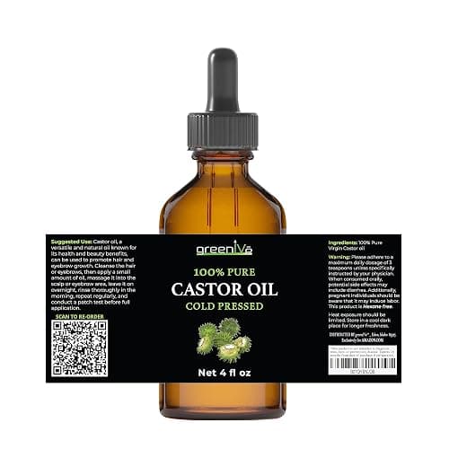 GreenIVe Castor Oil Organically Grown 100% Pure 4 fl oz Bottle Cold Pressed, Hexane Free, Eyelash and Eyebrow Growth Serum, Skin Moisturizer Detox and Wraps - 4 Fl Oz (Pack of 1) thumbnail 4