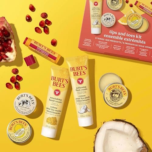 Burt's Bees Gifts Ideas, Tips and Toes Kit, 6 Travel Size Products - Pomegranate Moisturizing Lip Balm, 2 Hand Creams, Foot Cream, Cuticle Cream, and Hand Salve thumbnail 10