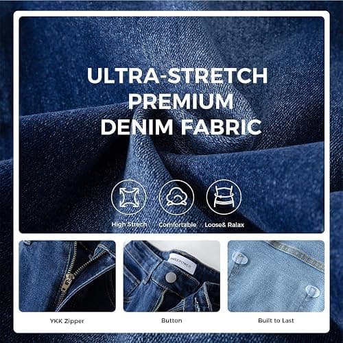 Mars power Women's Wide Leg Jeans High Waisted Baggy Straight Leg Loose Stretchy Casual Denim Pants thumbnail 6