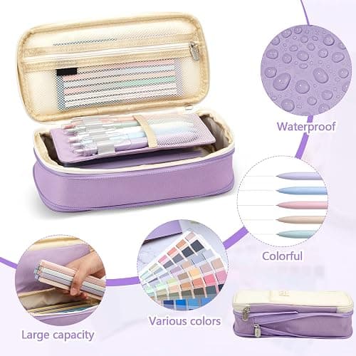 135 Pcs Book Annotation Kit Aesthetic Pencil Case Bag with 12 Highlighter 11 Gel Pen 1 Marker 300 Sheets Transparent Sticky Notes Pads 2640 Index Tabs Bible Study Supplies for School Gift(Purple) thumbnail 4