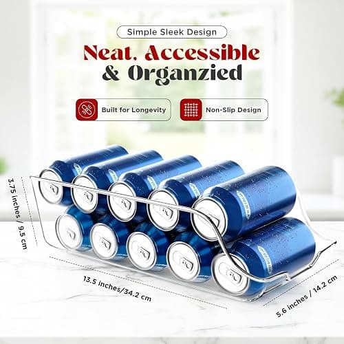 Utopia Kitchen Soda Can Organizer and Dispenser for Refrigerator/Pantry - Durable Can Storage Organizer Fridge & Kitchen Organization - (Clear, Set of 2) thumbnail 3