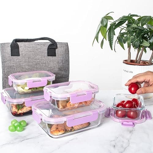 C CREST Airtight Food Storage Glass Containers with Locking Lids- 5 Large (32oz) and 5 Small (12oz), Leak-proof thumbnail 6