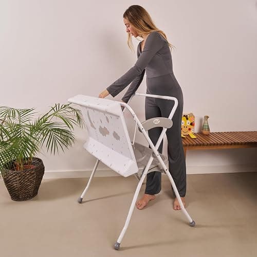MS BabyWorld - Baignoire haute ZOE + Réducteur | Matelas à langer, coussin réducteur et panier | Confortable et facile à ranger | Avec bouchon et tuyau de vidange, pieds antidérapants | Pliable thumbnail 7