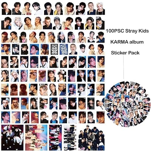 Stray Kids KARMA Album Gift Box Set, Including 55PCS KARMA Photocards, 100PCS Album Sticker Pack, 1 Lanyards, Card Holder, 1 Stray Kids Keychain and 2 Badge Gift for STAY Straykids Merch thumbnail 4