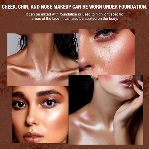 Highlighter Powder Palette, Makeup Palette Facial Bronzers Illuminator Palette Highlighter Baked Waterproof Long Lasting Brilliant Lighten Skin Color (5 Color, 1 Count (Pack of 1)) thumbnail 3