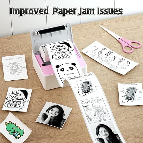 iDPRT Sticker Printer - Mini Portable Printer Bluetooth Thermal Label Printer with 1 Roll Sticker Paper, Inkless Sticker Maker Machine Pocket Instant Print for Study Notes, Pictures, DIY, Pink thumbnail 2