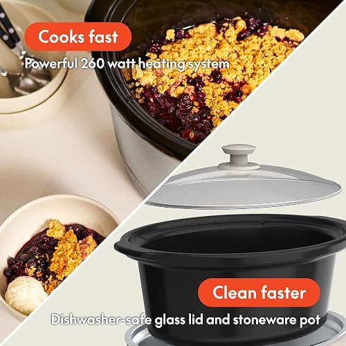 bella 6.0 Qt Manual Slow Cooker, Ceramic Nonstick Coating, 3 Temperature Settings, Dishwasher Safe Stoneware Pot and Tempered Glass Lid, Cool Touch Handles & Tangle Free Cord Wrap, Oatmilk thumbnail 5