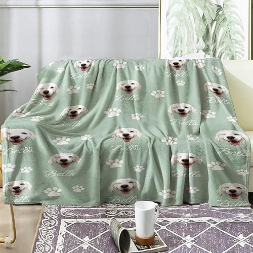 Personalized Custom Dog Portrait Blanket for Dog Lover Mom or Memorial Gift thumbnail 4